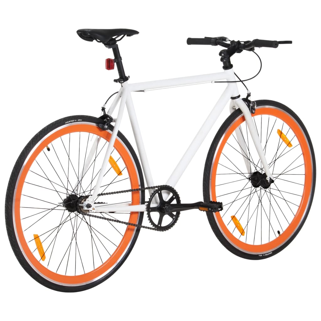 Bicicleta de mudanças fixas 700c 51 cm branco e laranja