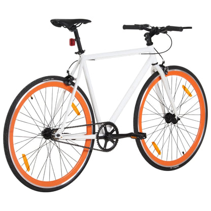 Bicicleta de mudanças fixas 700c 51 cm branco e laranja