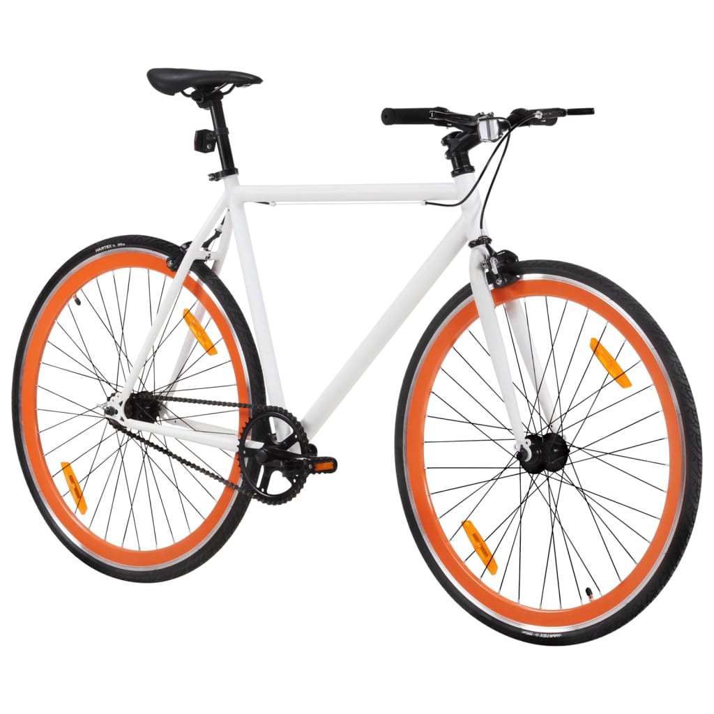 Bicicleta de mudanças fixas 700c 55 cm branco e laranja