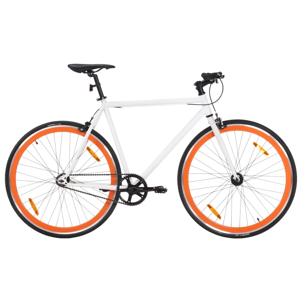 Bicicleta de mudanças fixas 700c 59 cm branco e laranja