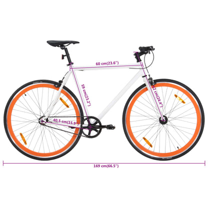 Bicicleta de mudanças fixas 700c 59 cm branco e laranja