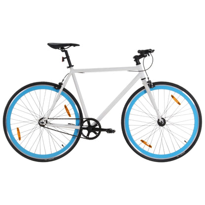 Bicicleta de mudanças fixas 700c 51 cm branco e azul