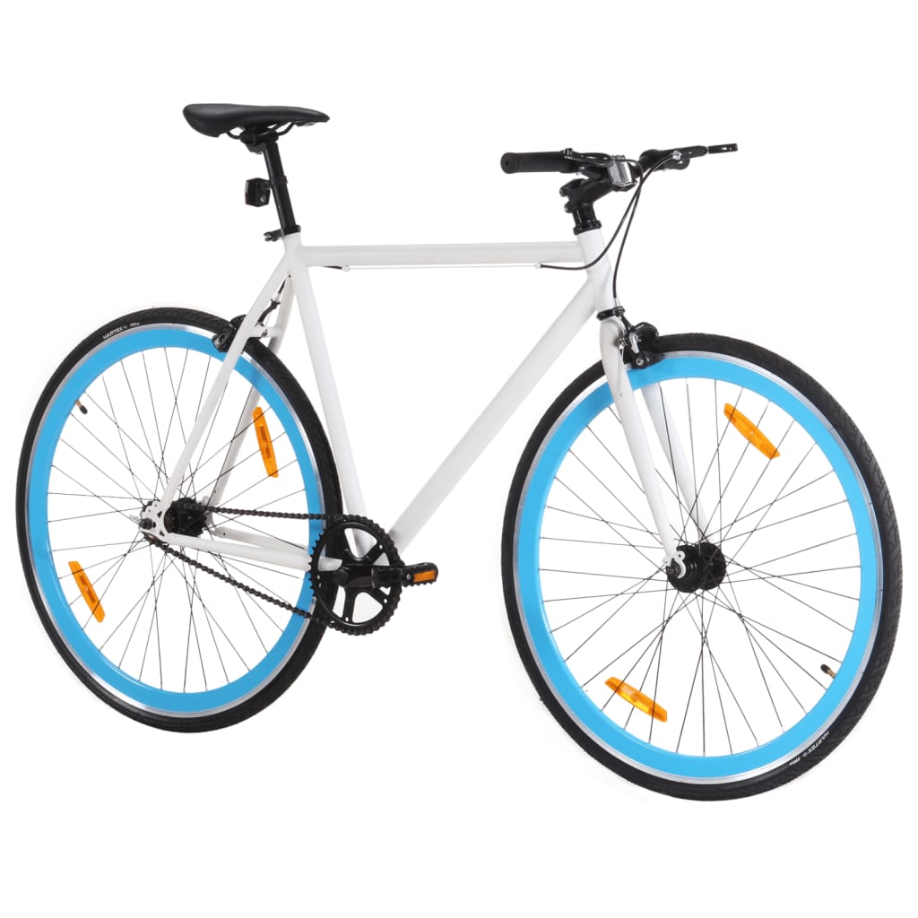 Bicicleta de mudanças fixas 700c 51 cm branco e azul