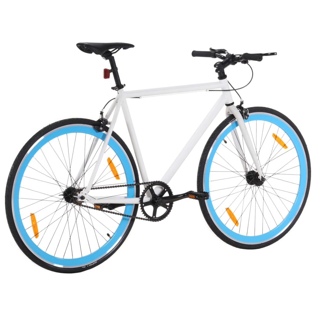 Bicicleta de mudanças fixas 700c 51 cm branco e azul