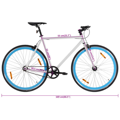 Bicicleta de mudanças fixas 700c 51 cm branco e azul