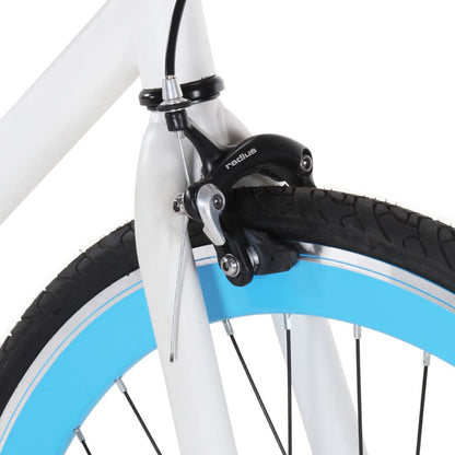 Bicicleta de mudanças fixas 700c 59 cm branco e azul