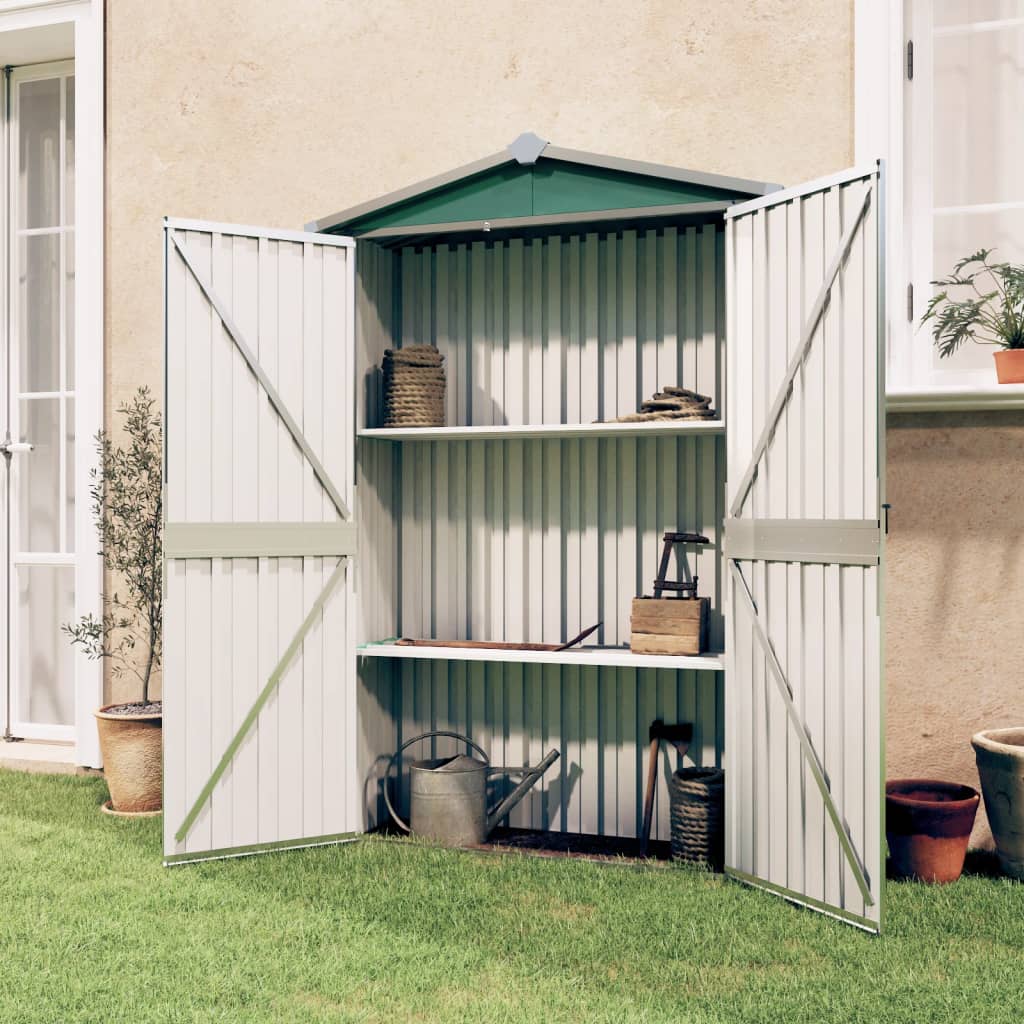 Abrigo de jardim 107,5x46x183 cm aço galvanizado verde