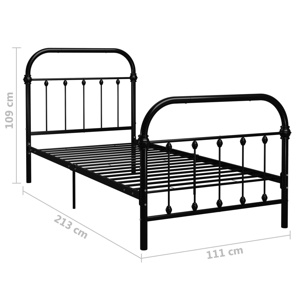 Estrutura de cama 100x200 cm metal preto