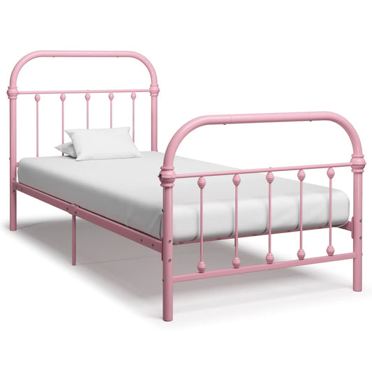 Estrutura de cama 100x200 cm metal rosa