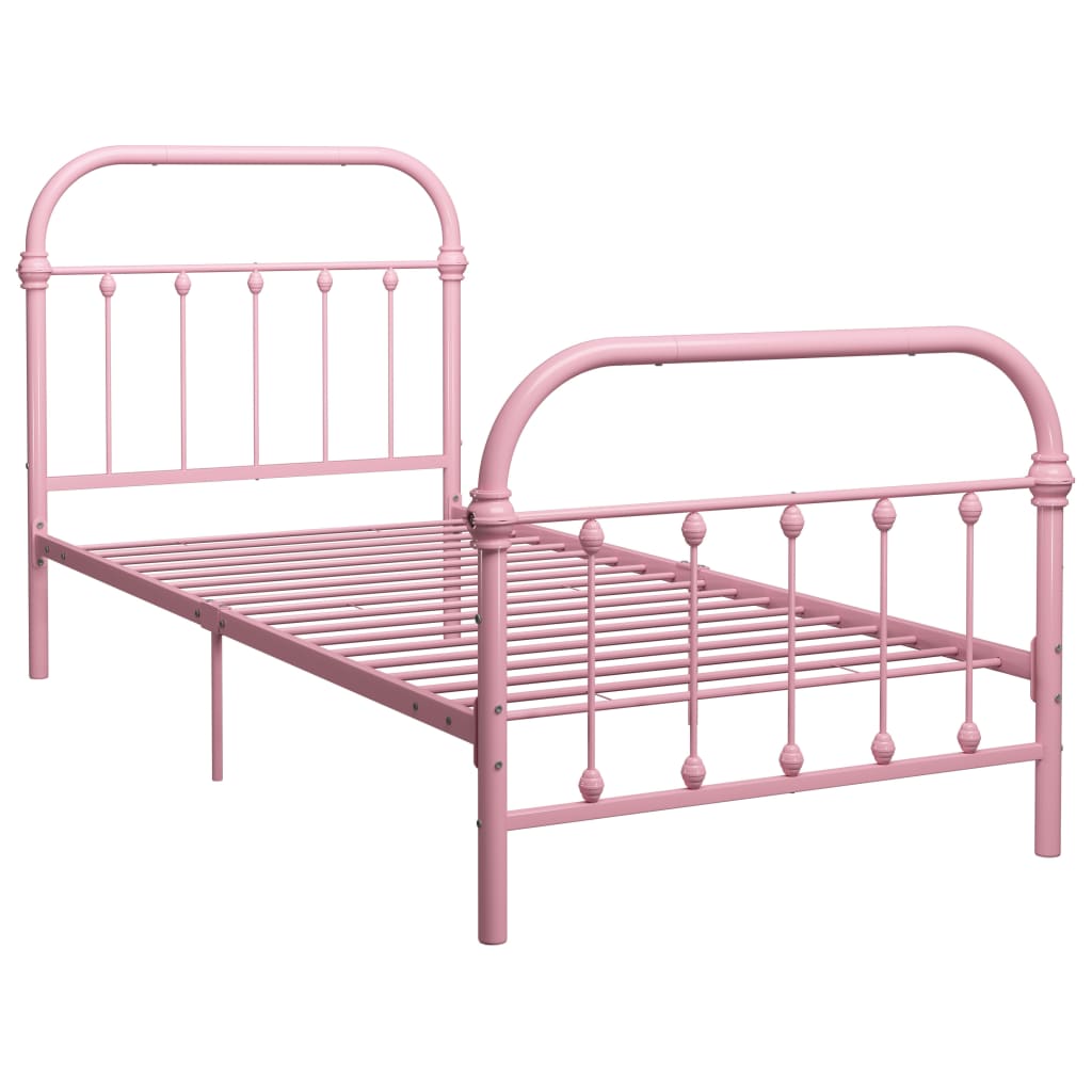 Estrutura de cama 100x200 cm metal rosa