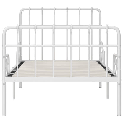 Estrutura de cama com estrado de ripas 90x200 cm metal branco