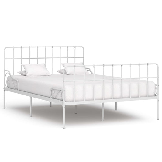 Estrutura de cama com estrado de ripas 120x200 cm metal branco