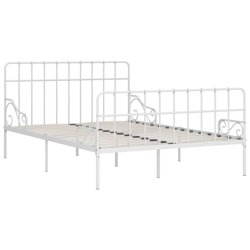 Estrutura de cama com estrado de ripas 140x200 cm metal branco