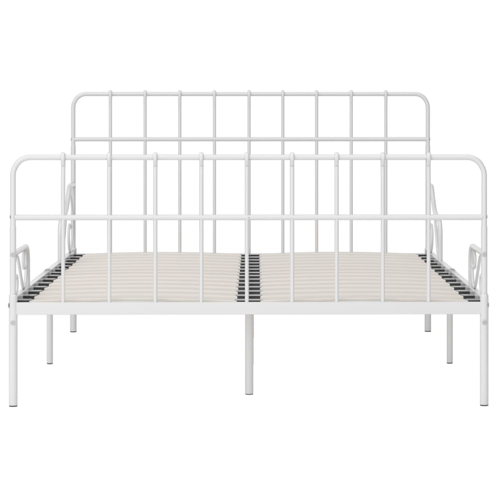 Estrutura de cama com estrado de ripas 140x200 cm metal branco