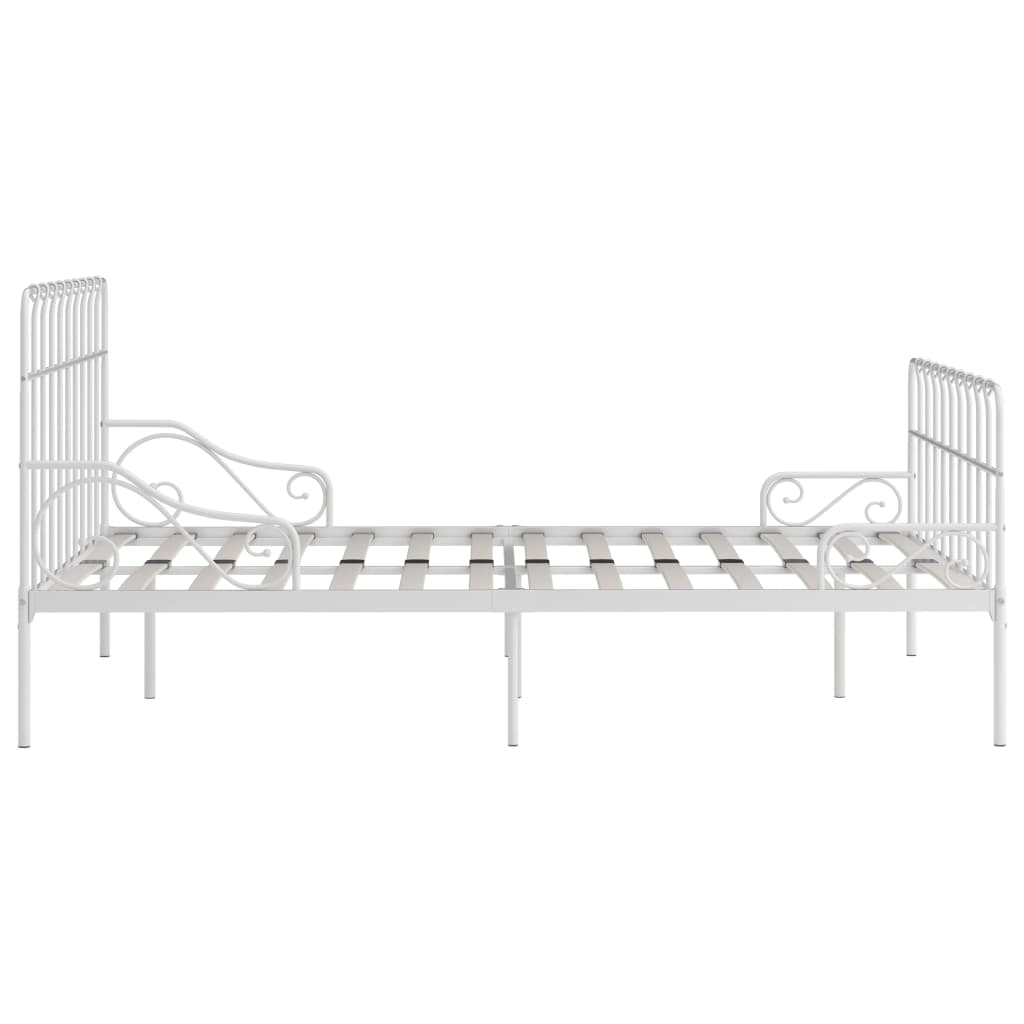 Estrutura de cama com estrado de ripas 140x200 cm metal branco