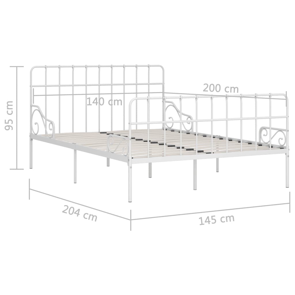 Estrutura de cama com estrado de ripas 140x200 cm metal branco