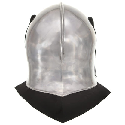 Capacete de cavaleiro medieval réplica LARP aço prateado