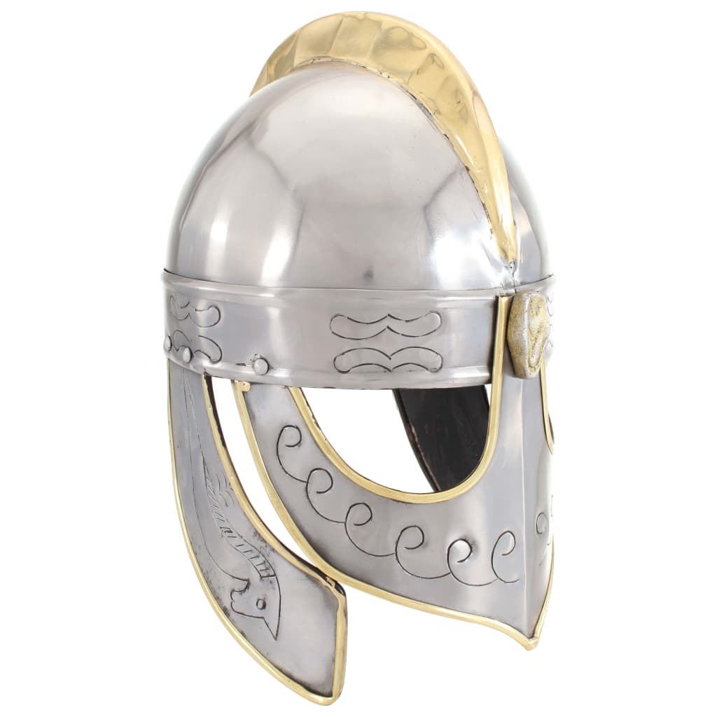 Capacete soldado Beowulf réplica LARP aço prateado