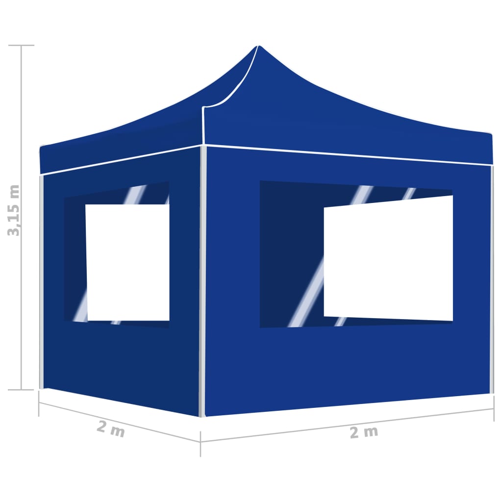 Tenda dobrável profissional com paredes alumínio 2x2 m azul