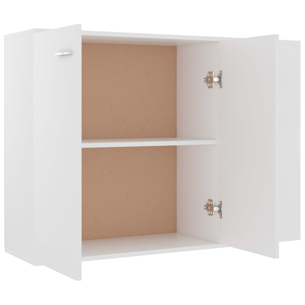 Aparador Francis - Cor Branco - Com 3 Portas e 2 Gavetas - 105x30x75 cm -  Em Contraplacado - Design Minimalista