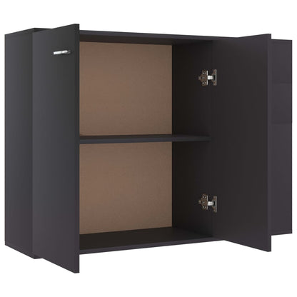 Aparador Francis - Cor Cinzento - Com 3 Portas e 2 Gavetas - 105x30x75 cm -  Em Contraplacado - Design Minimalista