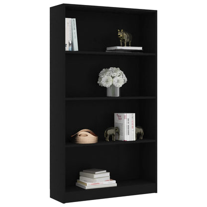 Estante com 4 prateleiras 80x24x142 cm contraplacado preto