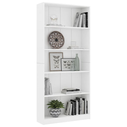 Estante com 5 prateleiras 80x24x175 cm contraplacado branco