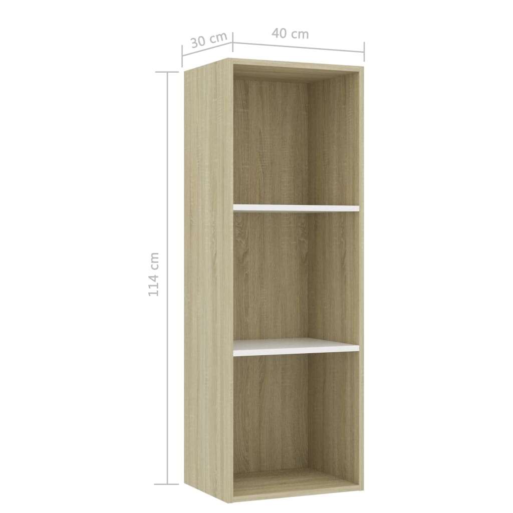 Estante 3 prateleiras 40x30x114cm contrapl. branco e carvalho