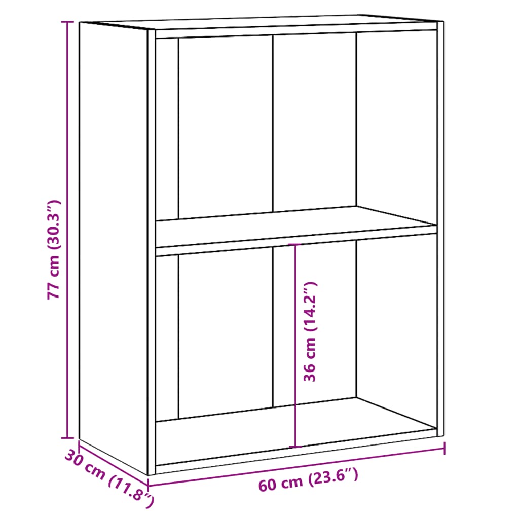 Estante com 2 prateleiras 60x30x76,5cm contrap. carvalho sonoma