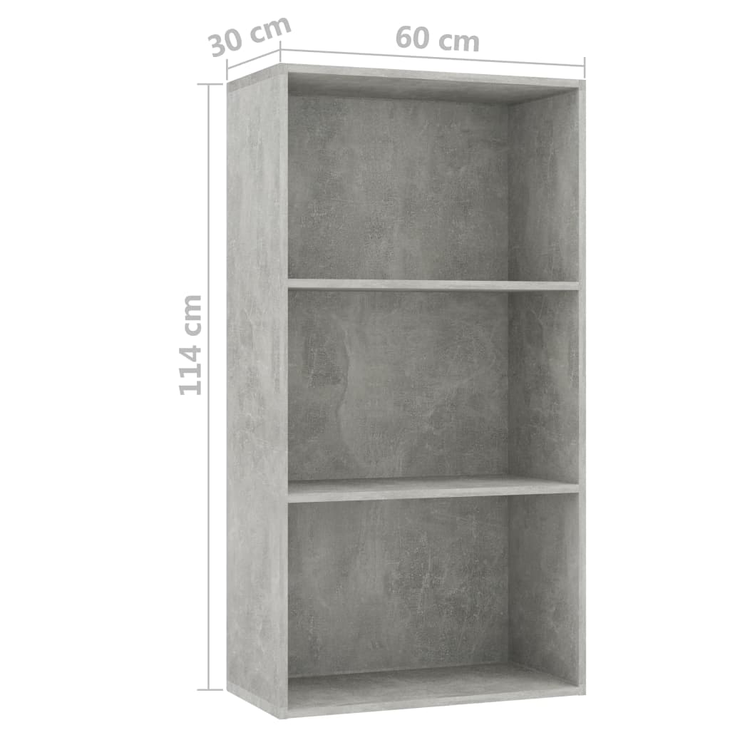 Estante 3 prateleiras 60x30x114 cm contraplacado cinza cimento