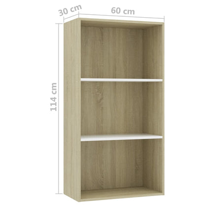 Estante 3 prateleiras 60x30x114cm contrapl. branco e carvalho