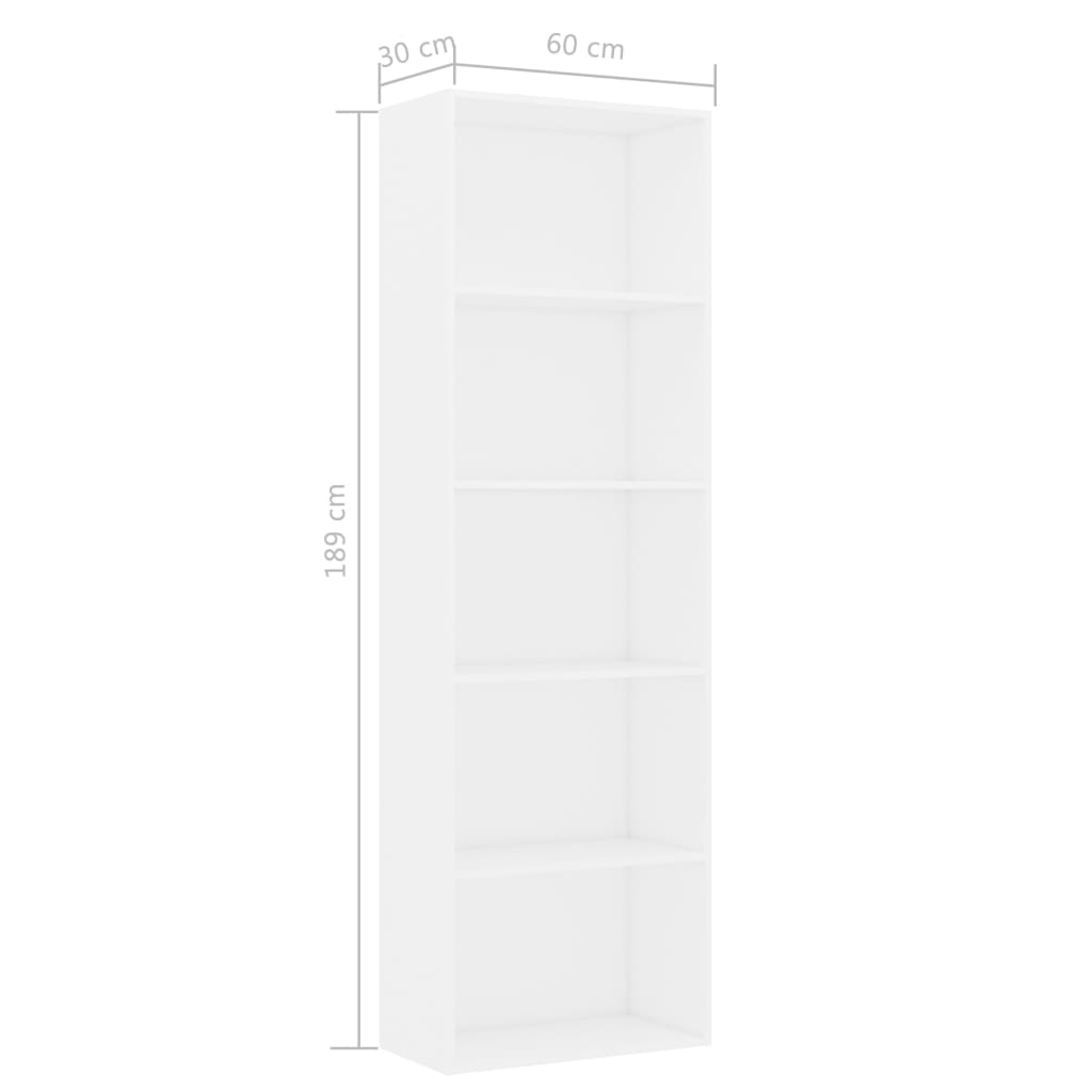 Estante com 5 prateleiras 60x30x189 cm contraplacado branco