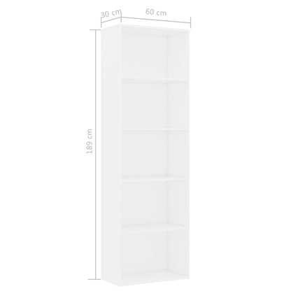 Estante com 5 prateleiras 60x30x189 cm contraplacado branco