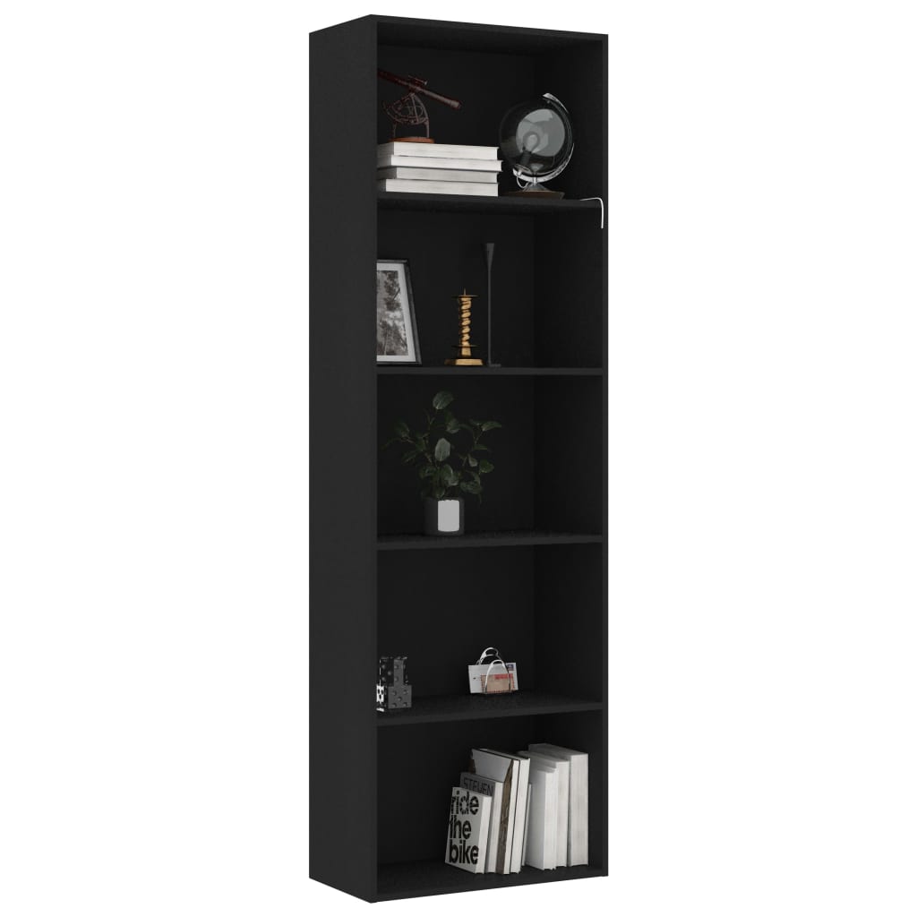 Estante com 5 prateleiras 60x30x189 cm contraplacado preto