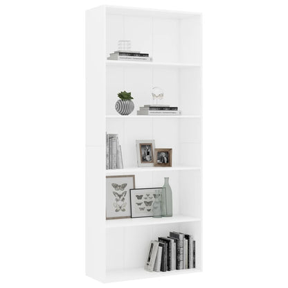 Estante com 5 prateleiras 80x30x189 cm contraplacado branco