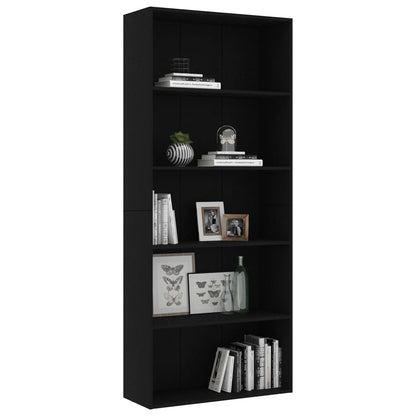 Estante com 5 prateleiras 80x30x189 cm contraplacado preto