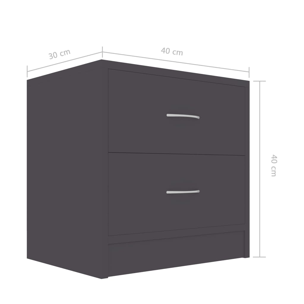 Mesas de cabeceira 2 pcs 40x30x40 cm contraplacado cinzento