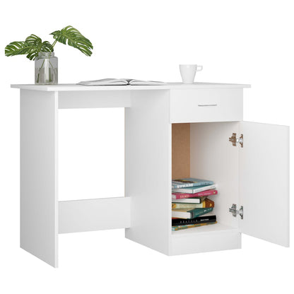 Secretária Woki com 1 Gaveta e Porta de 100 cm - Branco - Design Moderno