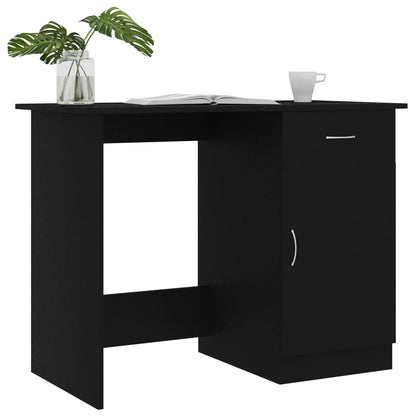 Secretária Woki com 1 Gaveta e Porta de 100 cm - Preto - Design Moderno