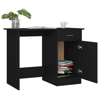 Secretária Woki com 1 Gaveta e Porta de 100 cm - Preto - Design Moderno