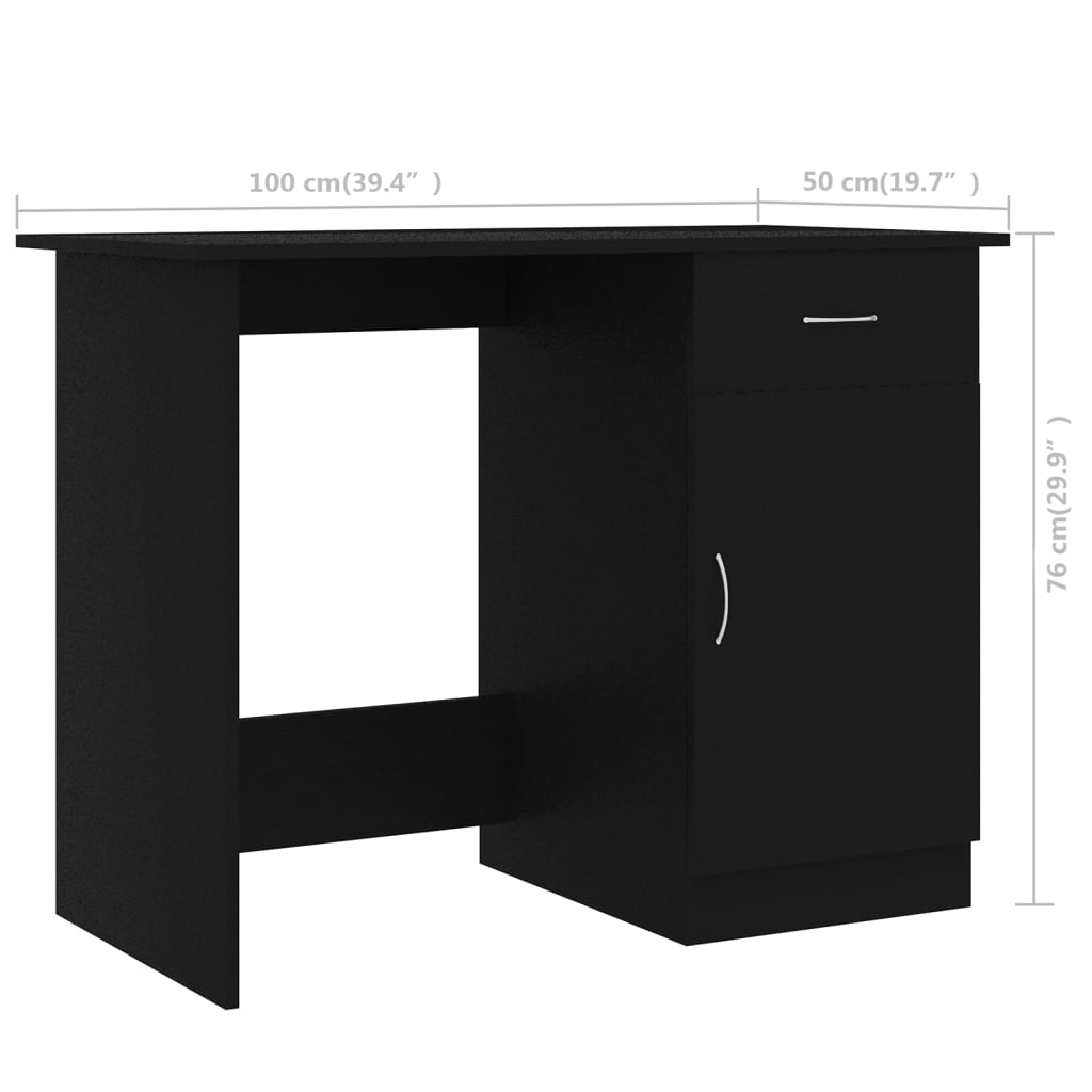 Secretária Woki com 1 Gaveta e Porta de 100 cm - Preto - Design Moderno