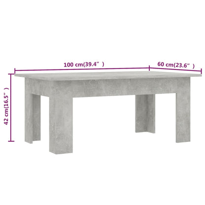 Mesa de centro 100x60x42 cm contraplacado cinzento cimento