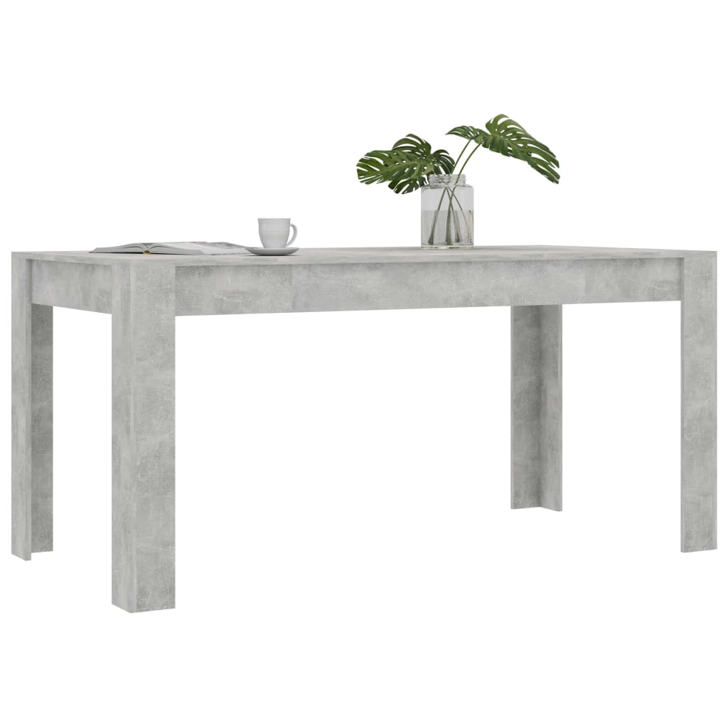 Mesa de jantar 160x80x76 cm contraplacado cinzento cimento