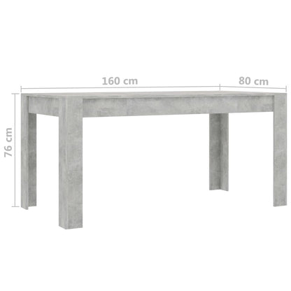 Mesa de jantar 160x80x76 cm contraplacado cinzento cimento