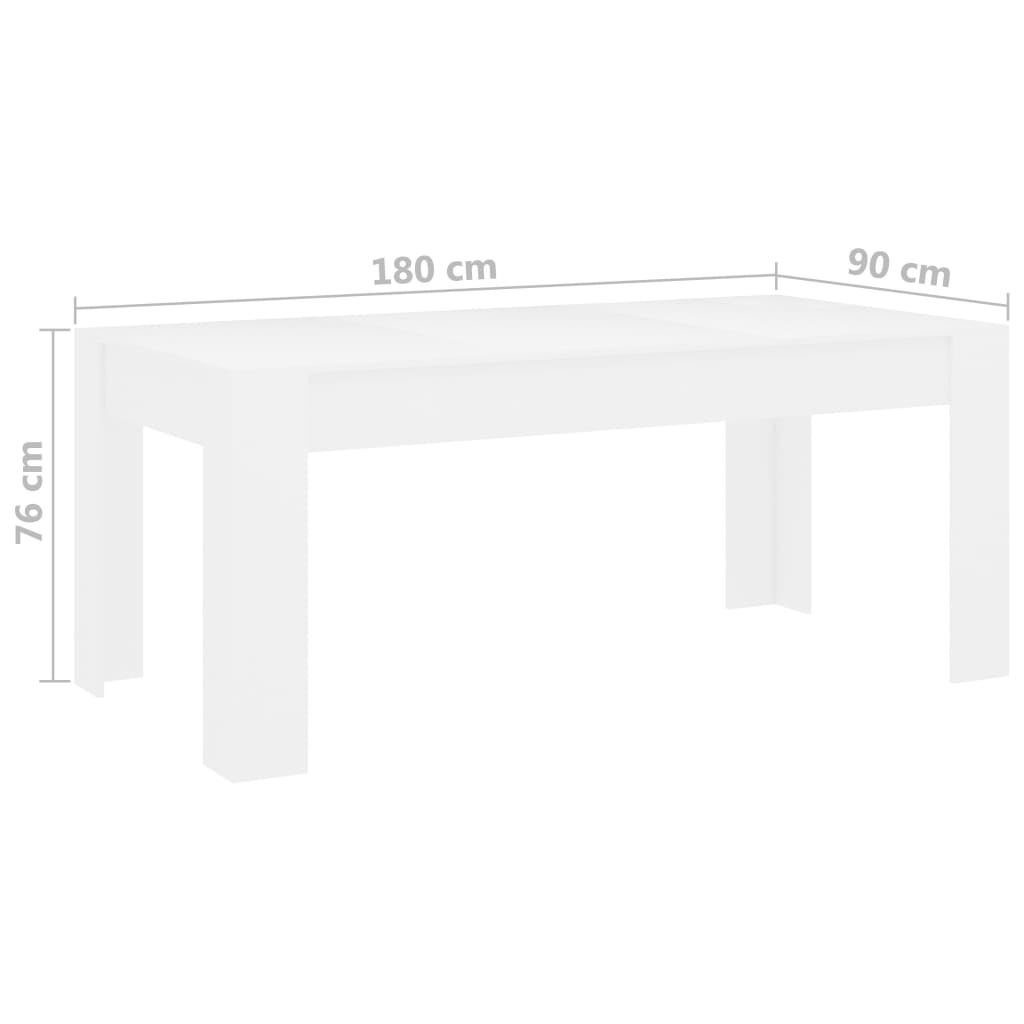 Mesa de jantar 180x90x76 cm contraplacado branco