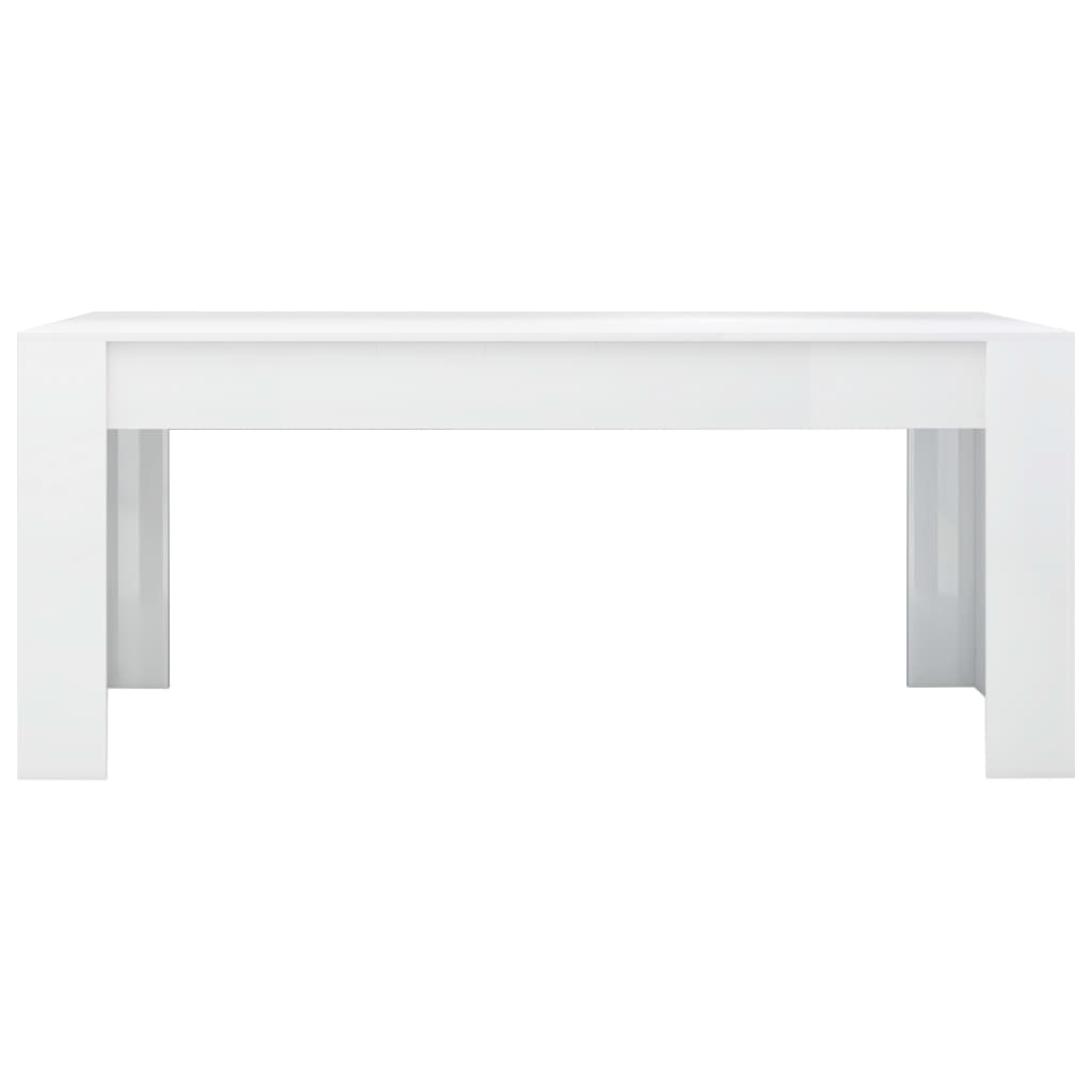 Mesa de jantar 180x90x76 cm contraplacado branco brilhante