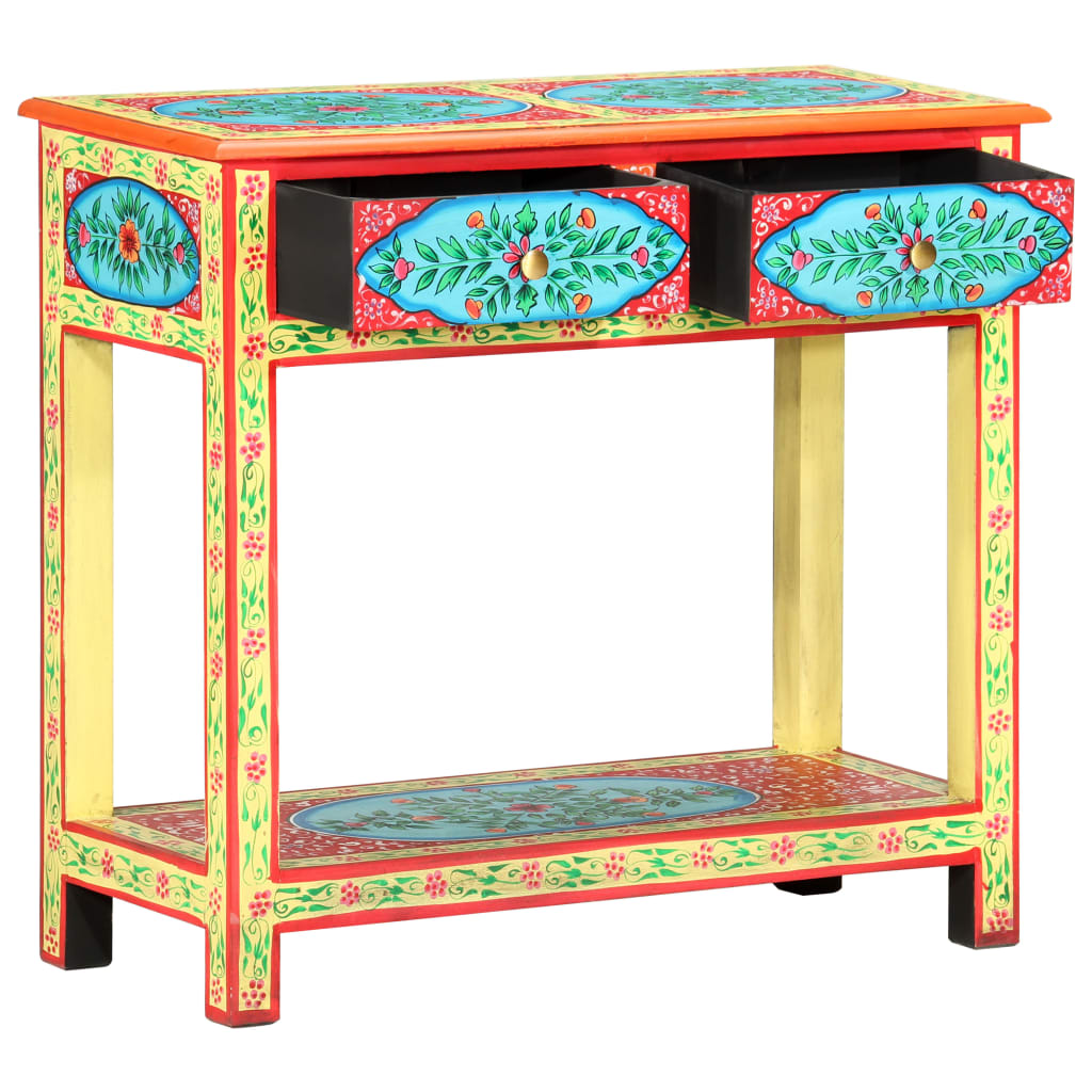 Mesa consola pintada à mão 80x35x75 cm mangueira maciça