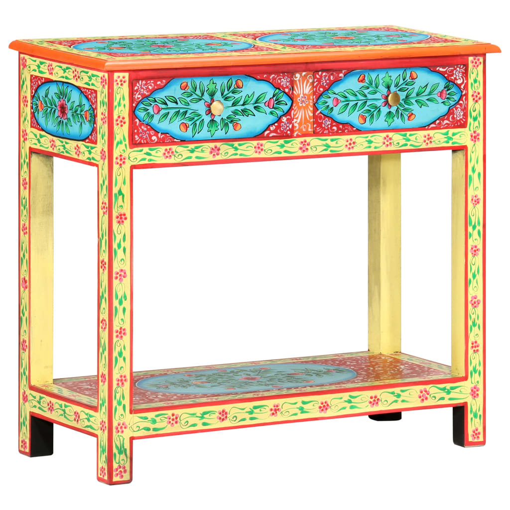 Mesa consola pintada à mão 80x35x75 cm mangueira maciça