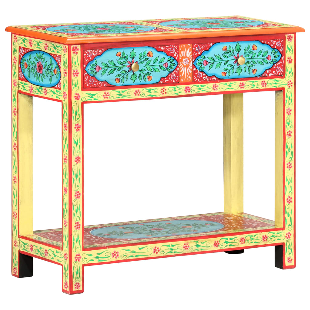 Mesa consola pintada à mão 80x35x75 cm mangueira maciça