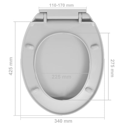 Tampo sanita oval fecho suave e remoção rápida cinzento-claro